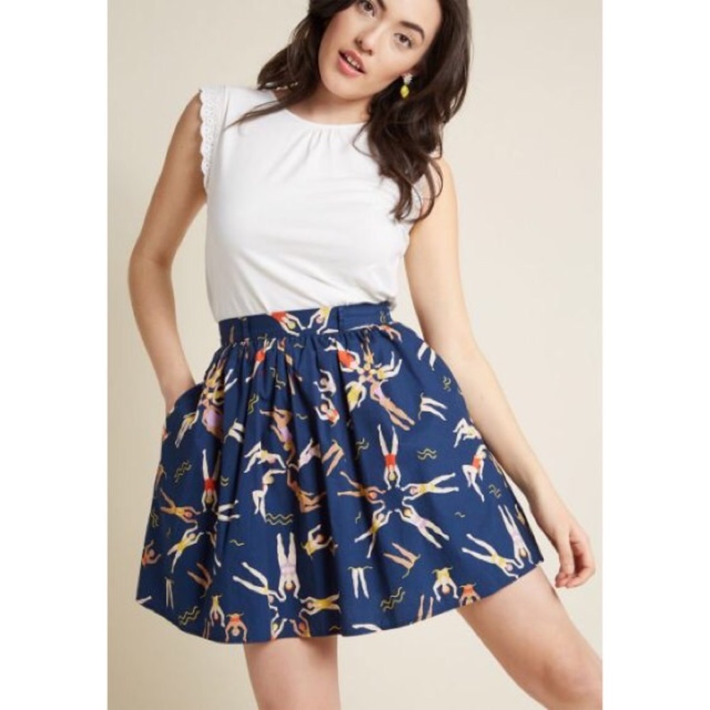 ModCloth synchronize swimming blue skirt sz. S